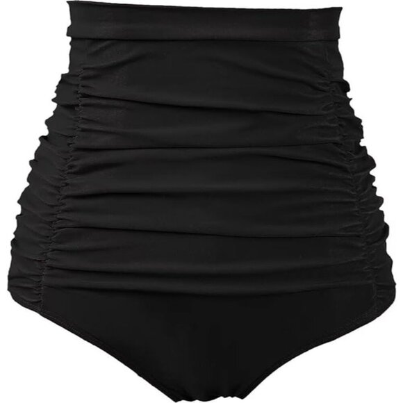 COCOPEAR Black Ruched High Waisted Bikini Bottoms - Size XL, NWT - Picture 1 of 7
